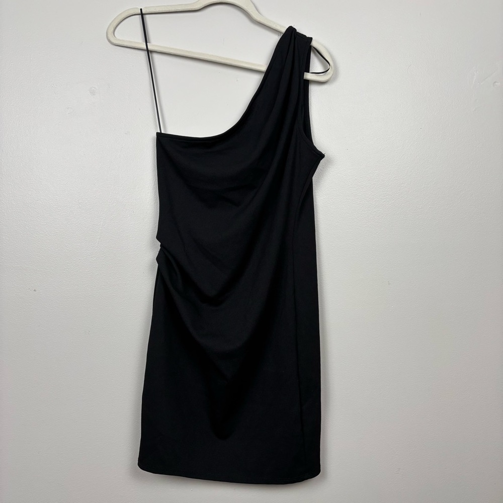 Jump Apparel Dress Medium One Shoulder Bodycon‎ Mini Black
